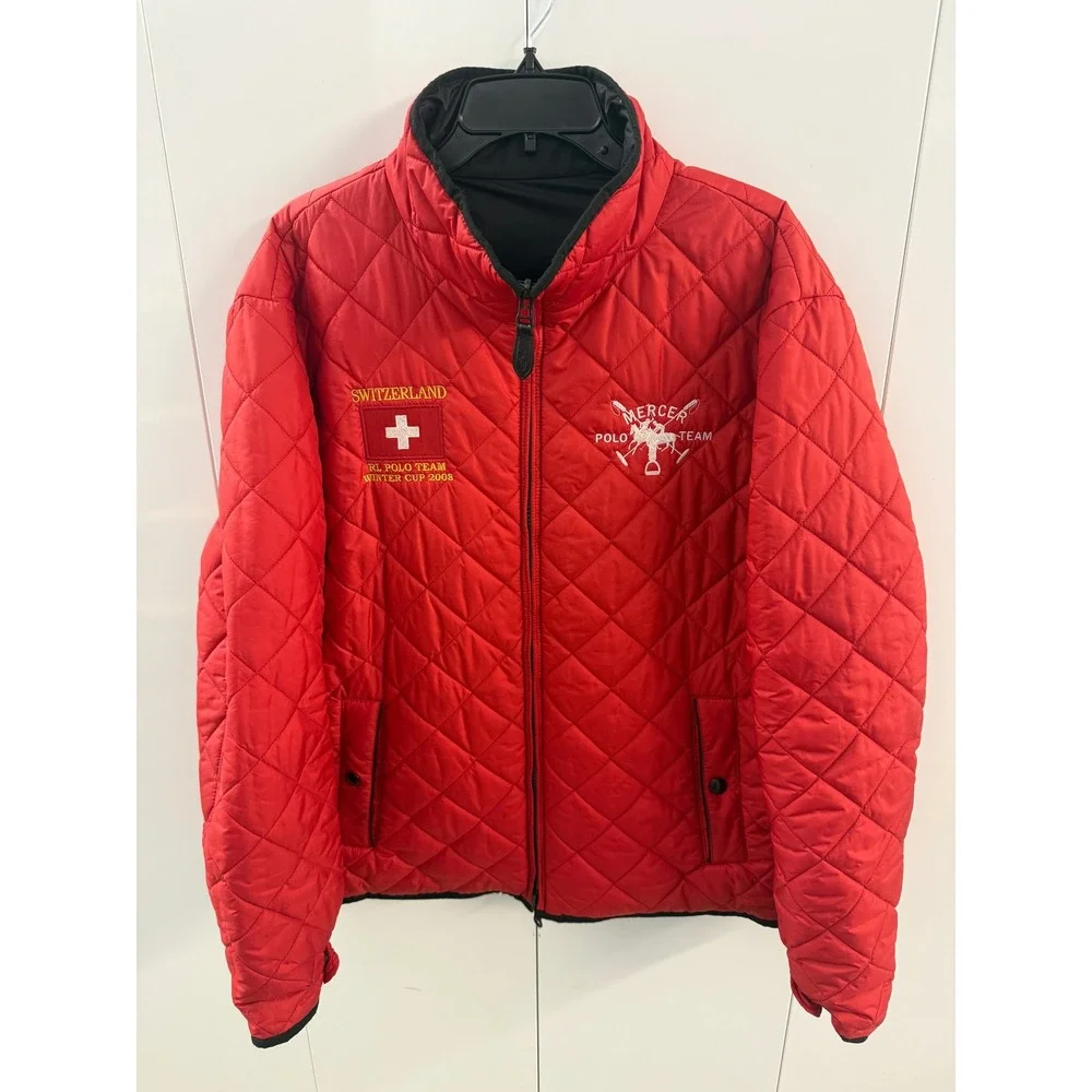 Polo Ralph Lauren Reversible Quilted Jacket Switzerland Winter Cup 2008 Red XL